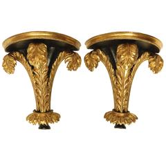 Pair of English Carved Gilt Wall Brackets