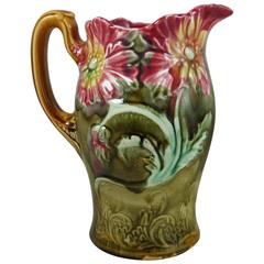Antique Majolica Poppies Pitcher Onnaing, circa 1900
