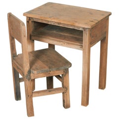 Retro Child's School Desk and Chair