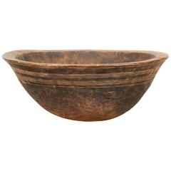 Antique Delicately Carved West African Food Bowl, Great Patina