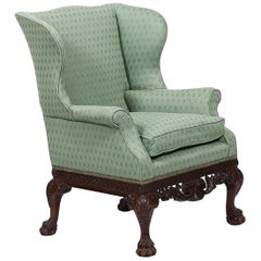 18th Century George II Mahogany Wing Chair
