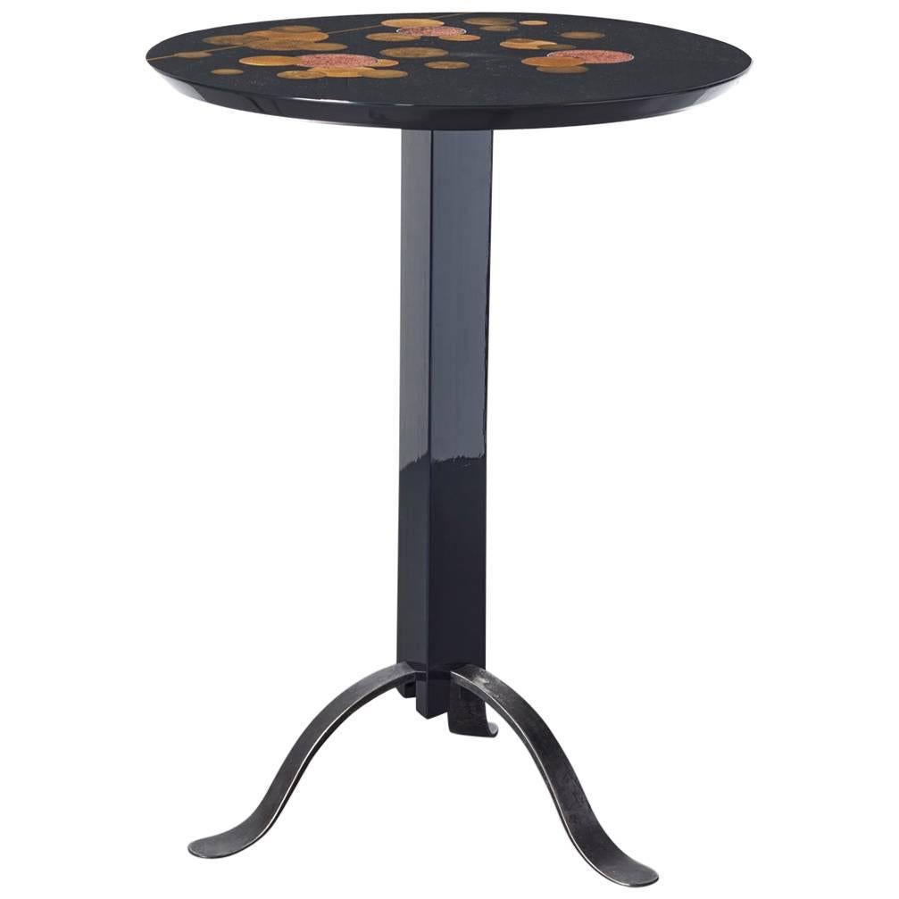 Handmade Black Lacquer 24-Carat Gold Candelabrum Table Pedro Da Costa Felgueiras For Sale