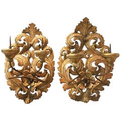 Italian Antique Baroque Wall Scones Candle Holders