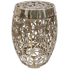 Garden Stool in Cast Brass and Copper with Bamboo and Phoenix Motif, circa 1960s 5