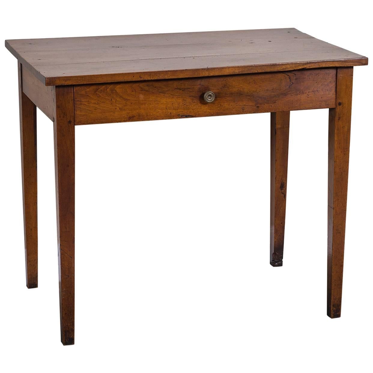 Antique French Louis Philippe Walnut Table with Drawer, circa 1850