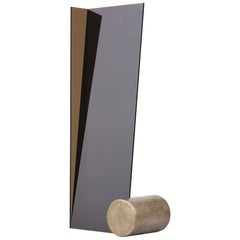 Glass and Bronze Standing Mirror by Brian Thoreen