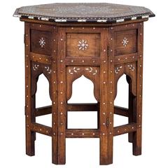 Antique Inlaid Indian Folding Table from Hoshiapur, circa 1890