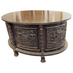 Handsome Hand-Carved Heraldic Oval Desk 1