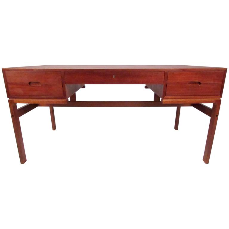 Vintage Scandinavian Modern Partner's Desk For Sale at 1stdibs