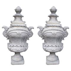 Pair of Large Cast Stone French Garden Finials