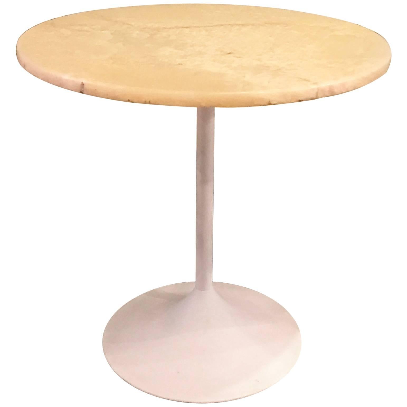 Mid Century Modern Tulip Side Table with Round Marble Top