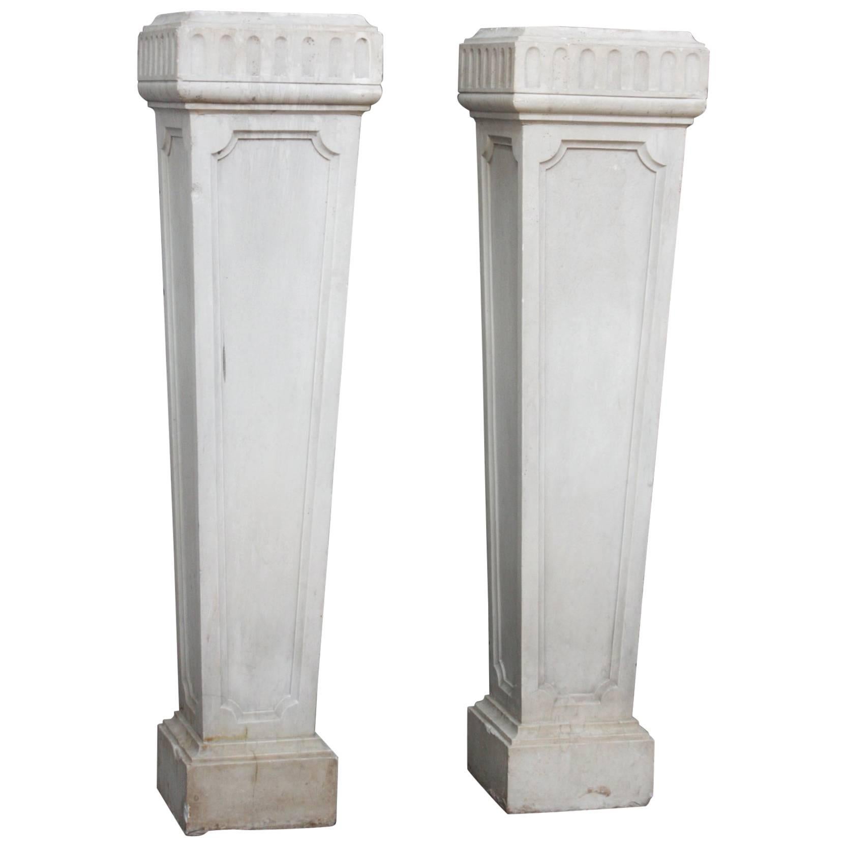 Pair of Neoclassical Marble Pedestals