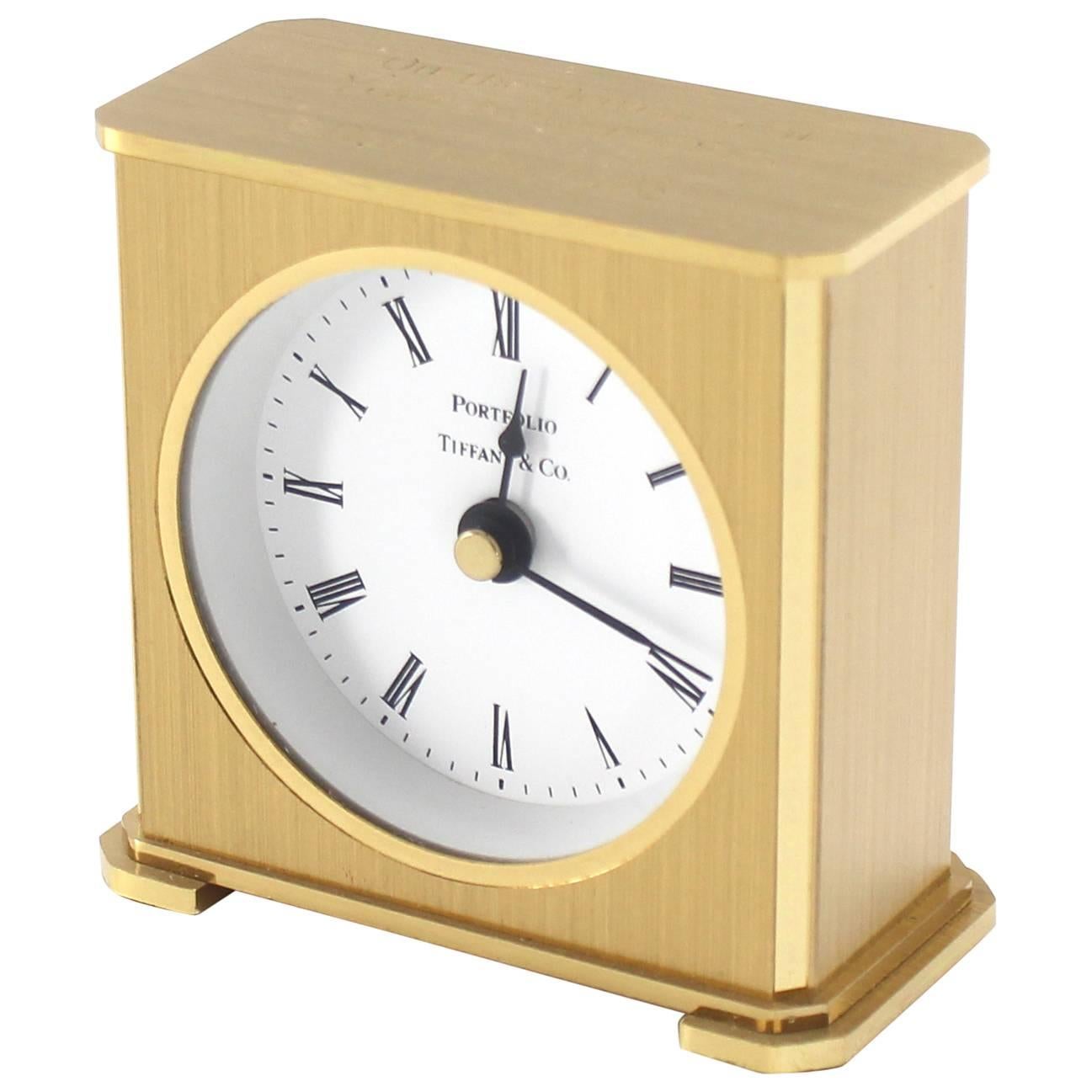 Vintage Brass Case Tiffany Desk Clock