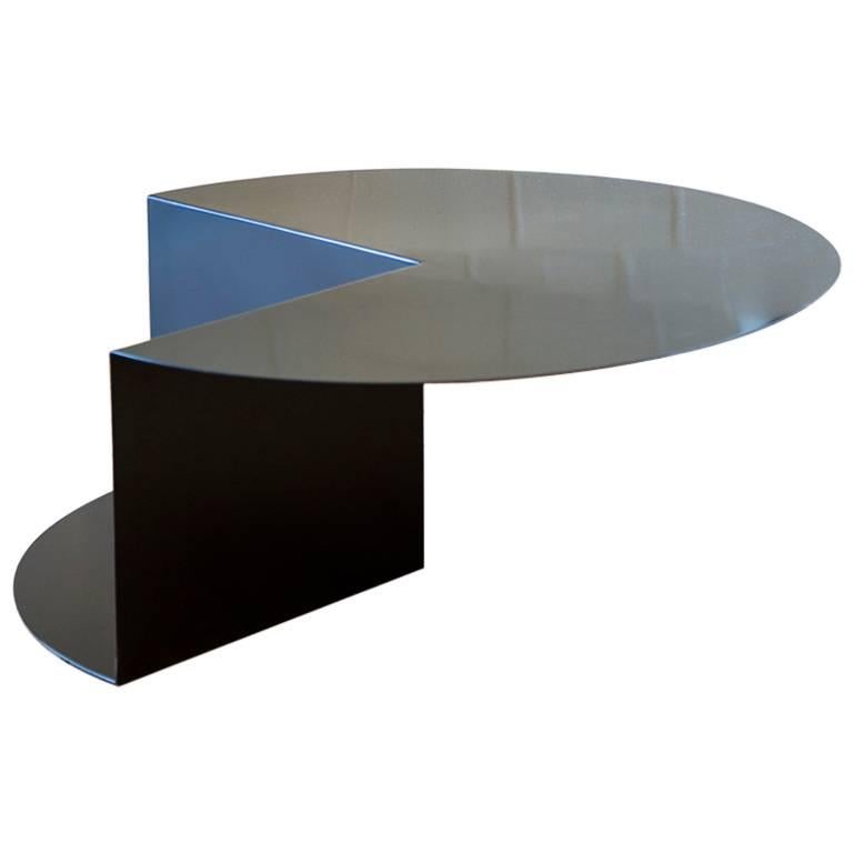 'Cantilever' Minimalist Coffee Table in Coated Steel, Customizable Color   For Sale
