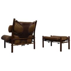 Arne Norell Easy Chair with Stool Model Inca 4