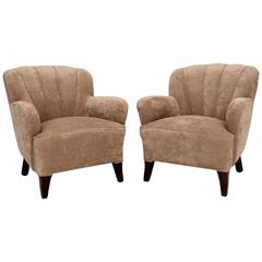 Pair of Antique Swedish Scallop Back Armchairs