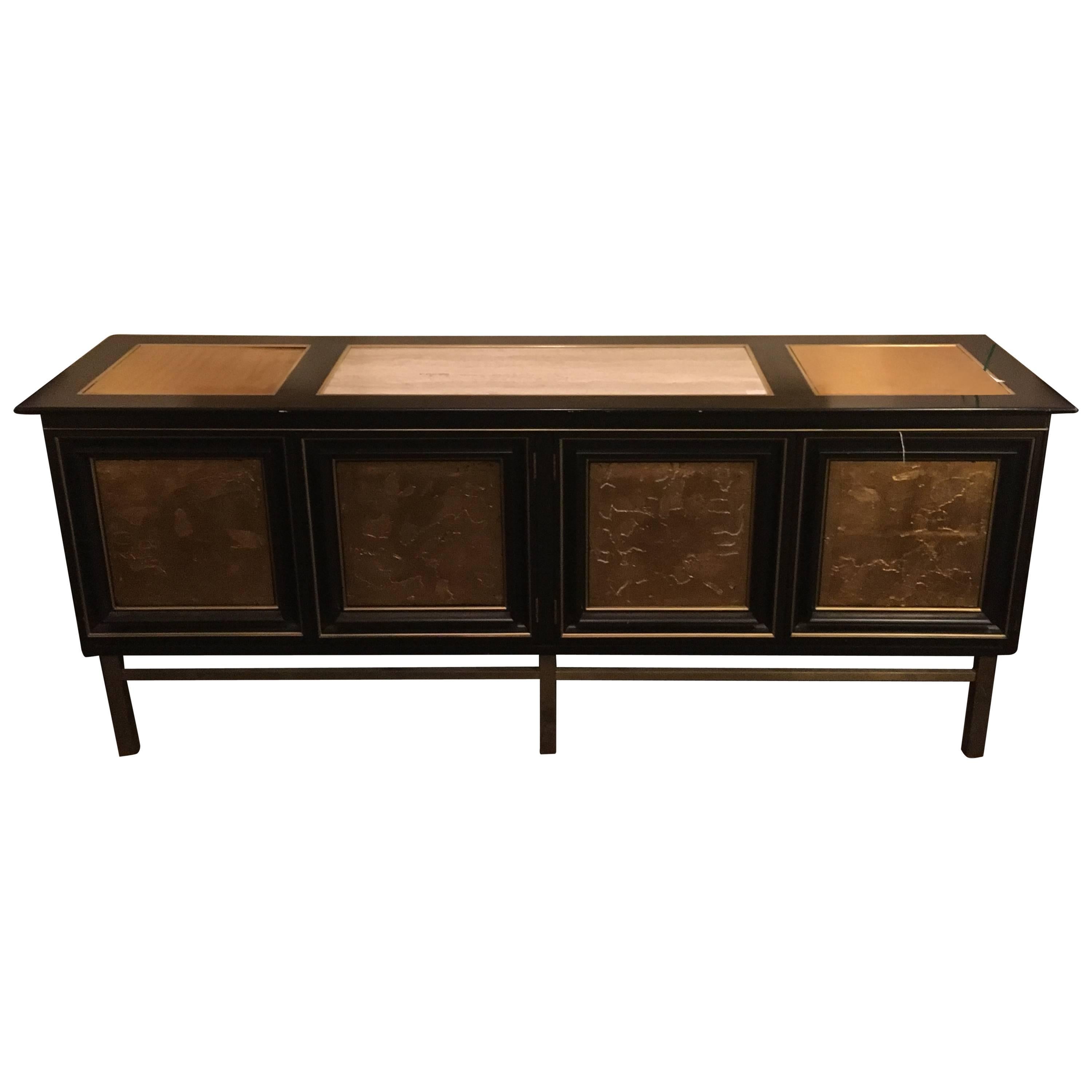 Asian Inspired Ebonized Credenza or Console