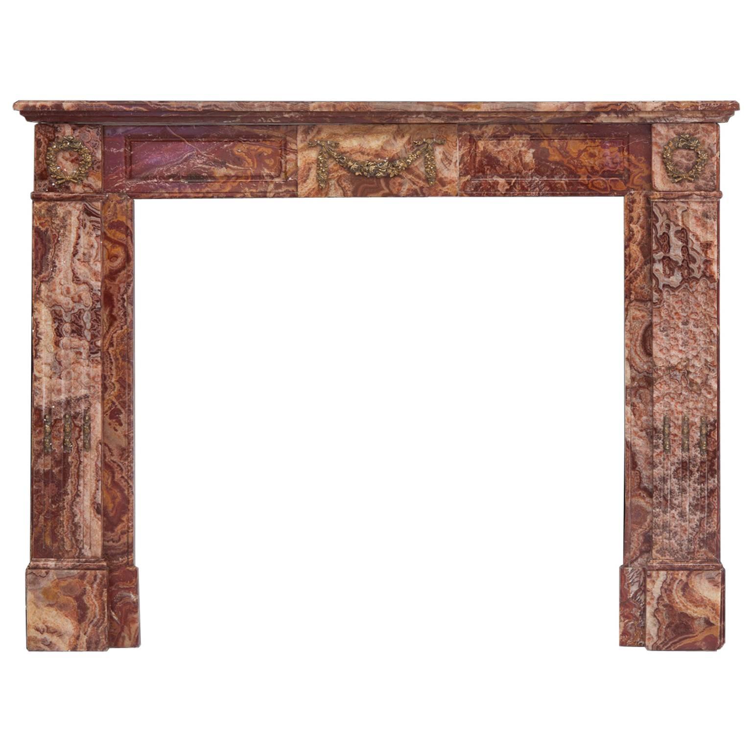 19th Century Empire Rouge Marble Fireplace 