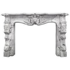 English Rocco Marble Fireplace Mantel