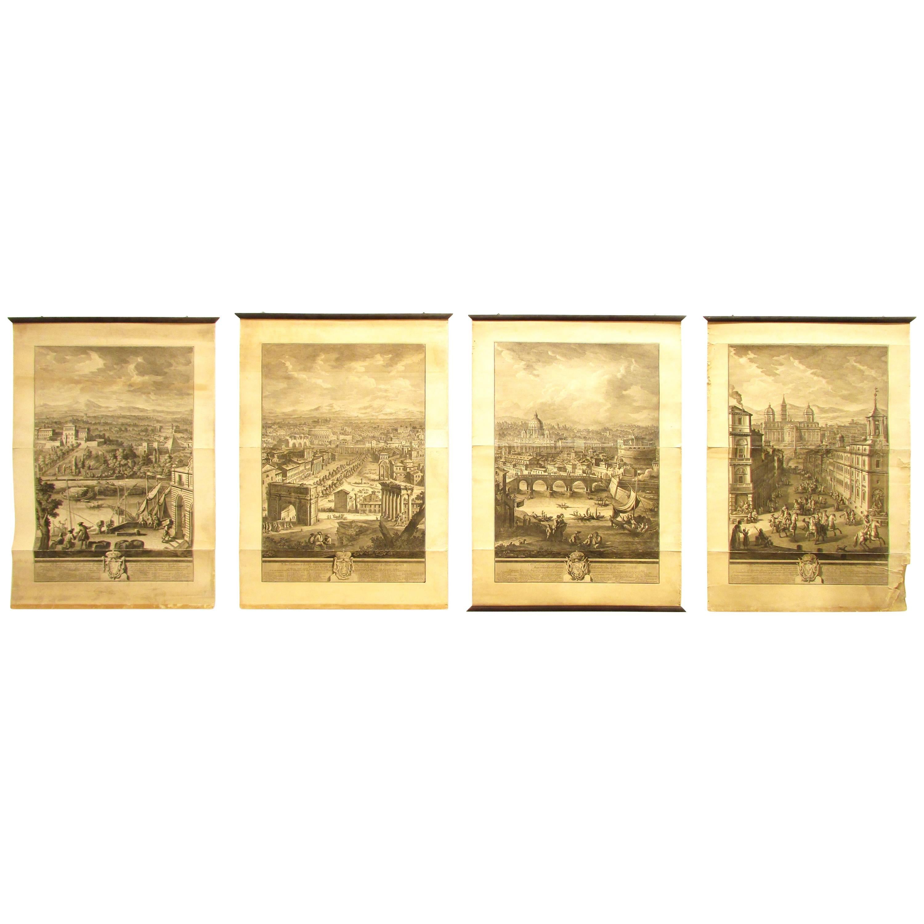 Set of Four "Grand View" Etchings of Rome by Giuseppe Vasi, 1770s For Sale