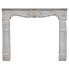 19th Century Louis XV Loire White Carrara Marble Fireplace Mantel
