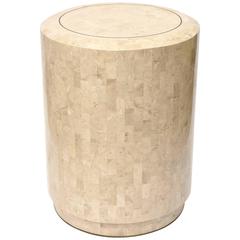 Round Maitland Smith Tessellated Stone Side Table or Pedestal