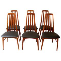 Set of Six 1960s Danish Modern Teak "Eva" Dining Chairs by Niels Koefoed