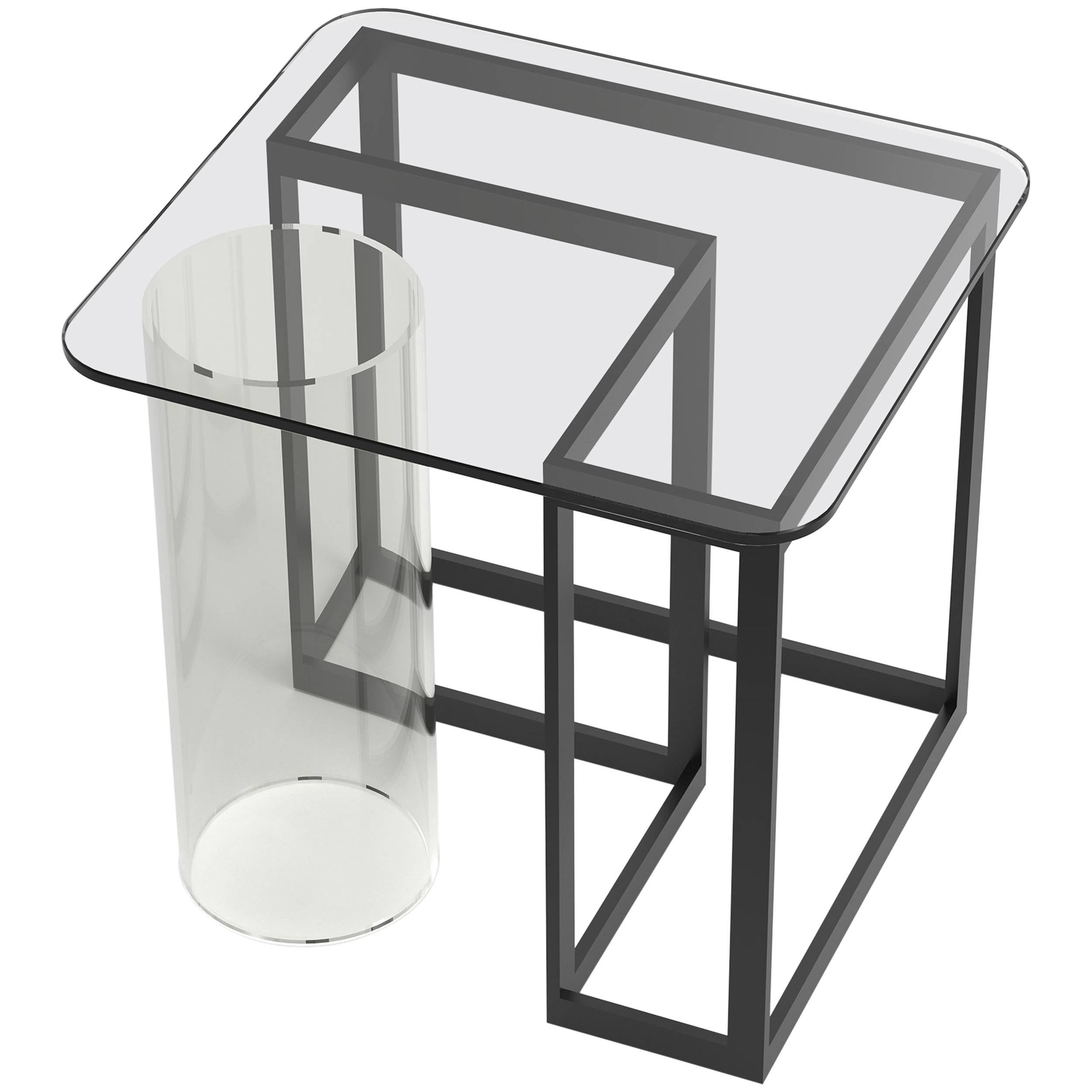 Nunki Side Table, Clear Top For Sale