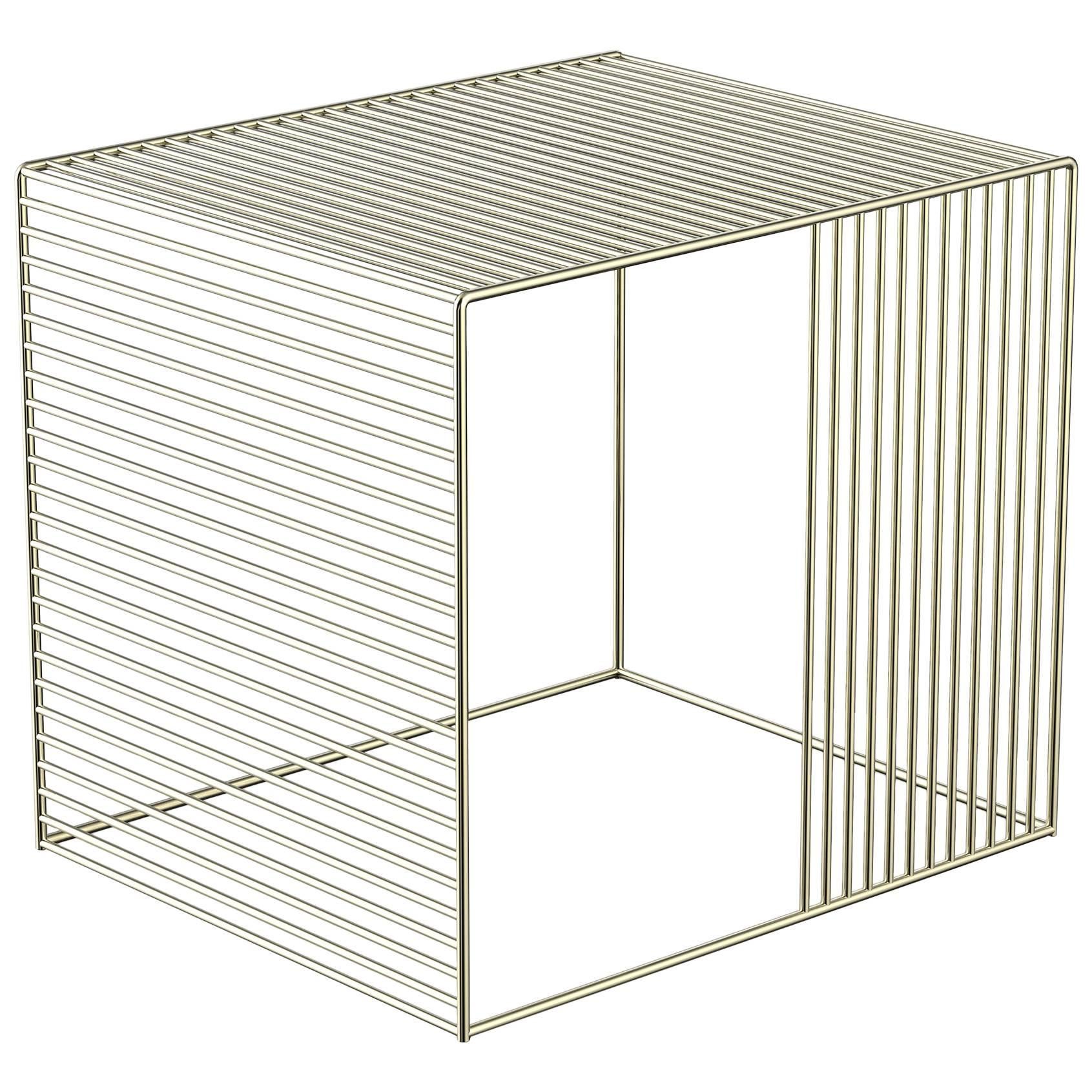 Wire Side Table, Plated Steel For Sale