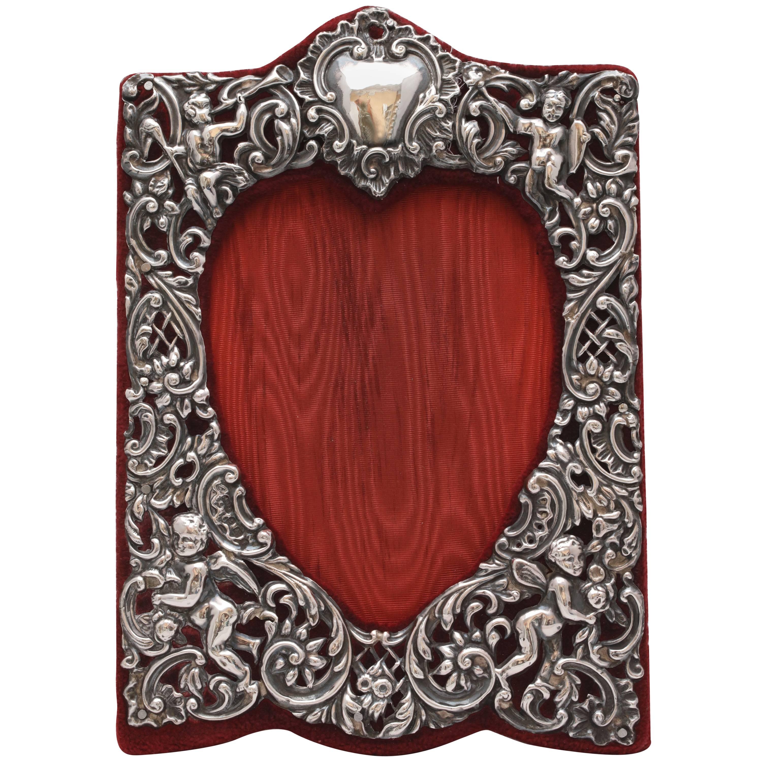 Edwardian Sterling Silver Heart-Form Picture Frame in the Victorian Style