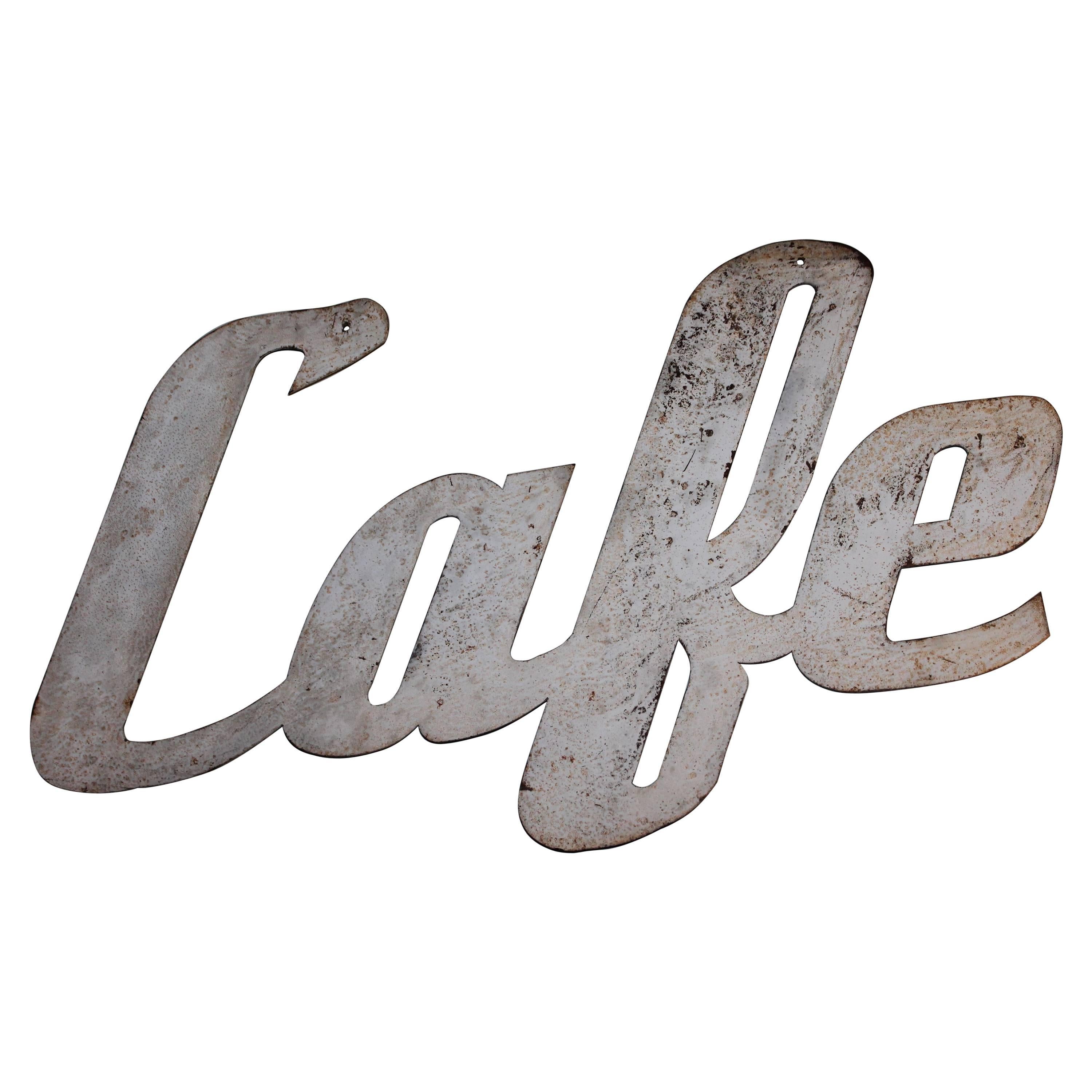 Old Painted Metal "Cafe" Sign