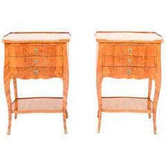 Larger French Louis XV Marquetry Nightstands from Paris Circa 1950