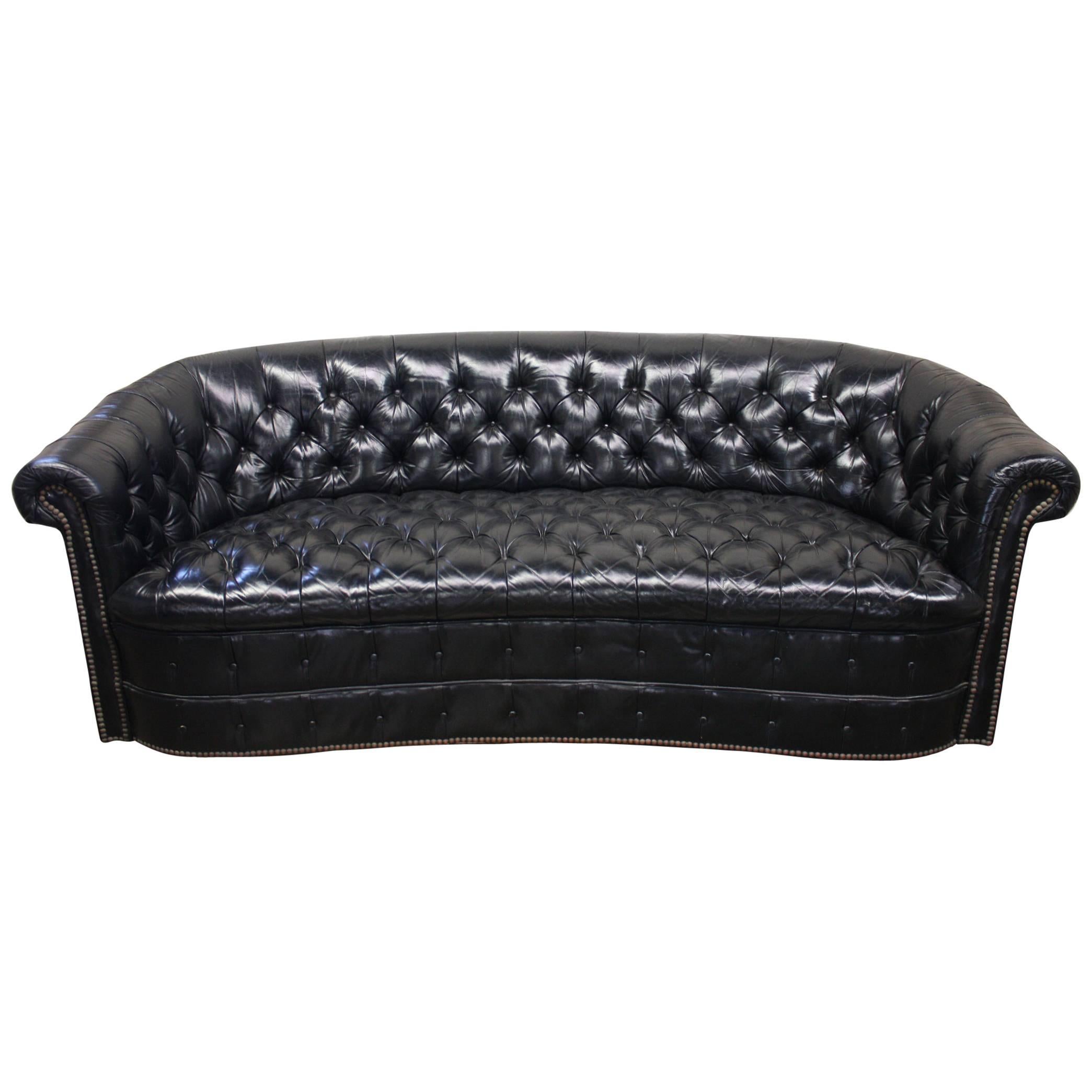 Gorgeous Black Leather Chesterfield
