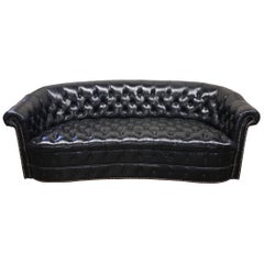 Antique Gorgeous Black Leather Chesterfield