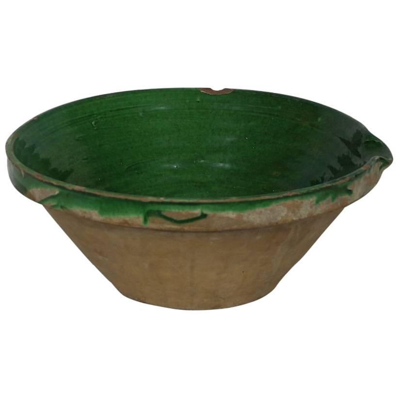 Original 19th Century French Glazed Terracotta Tian or Bowl