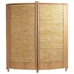Handwoven Straw Oak Warming Cabinet by Gareth Neal and Kevin Gauld