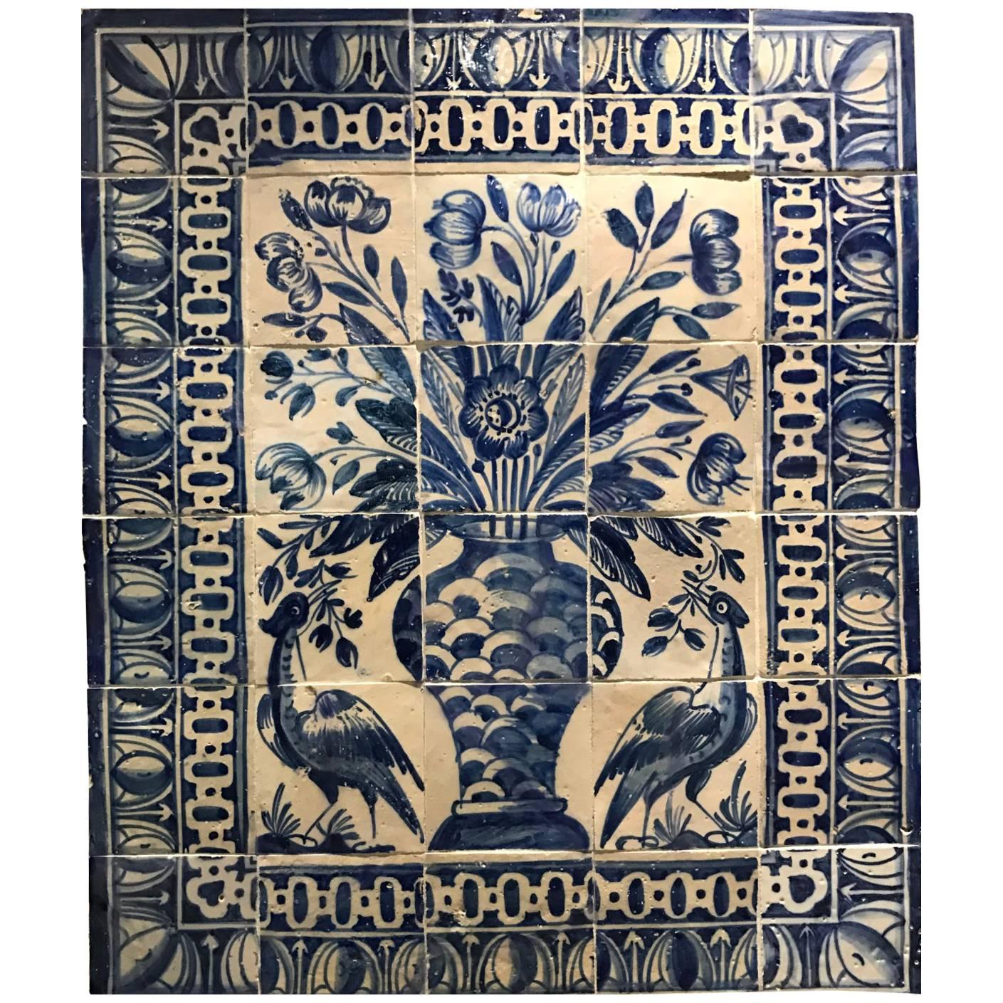Portuguese 18th Century Tile Panel "Albarrada"