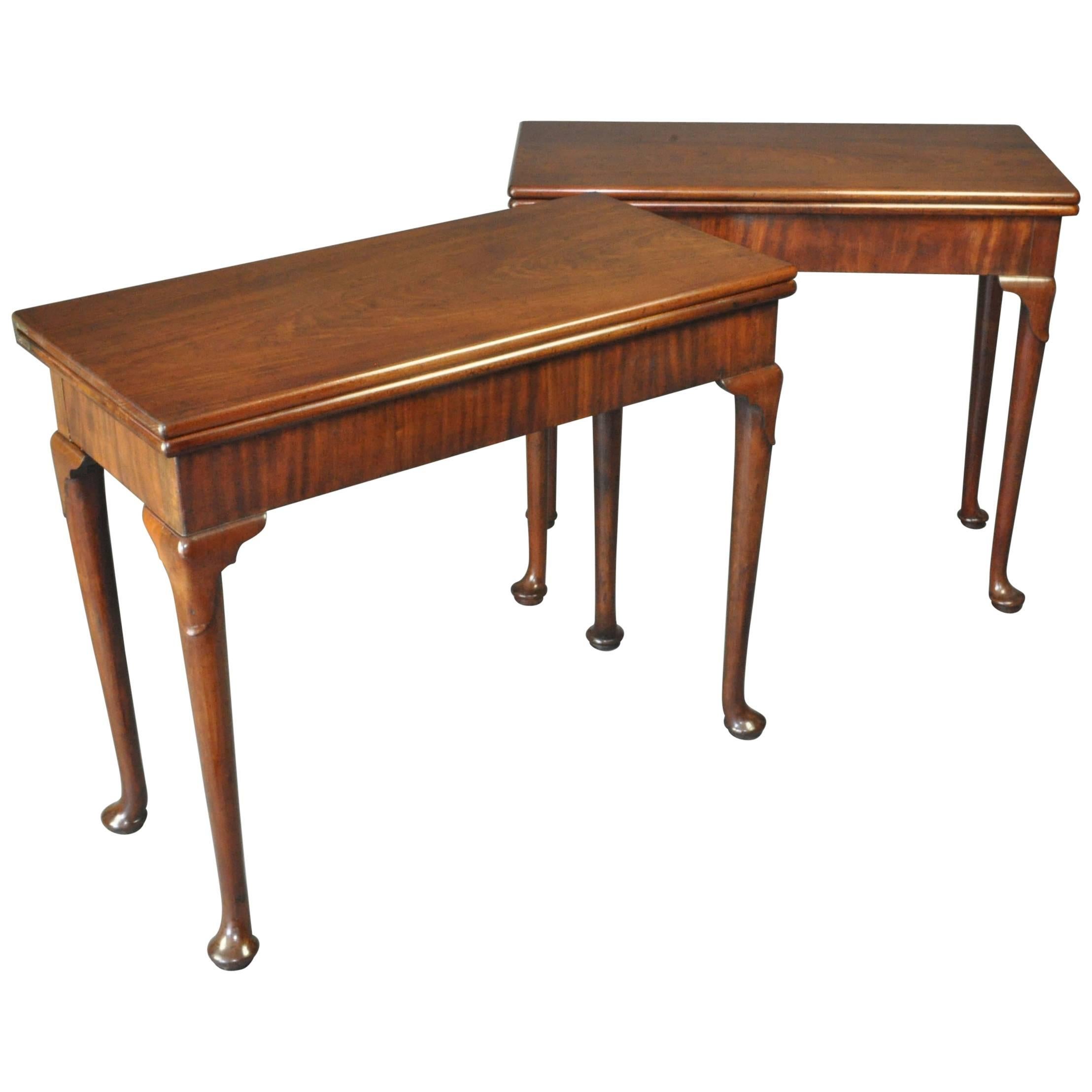 Matched Pair of Mid-18th Century Mahogany Card Tables For Sale