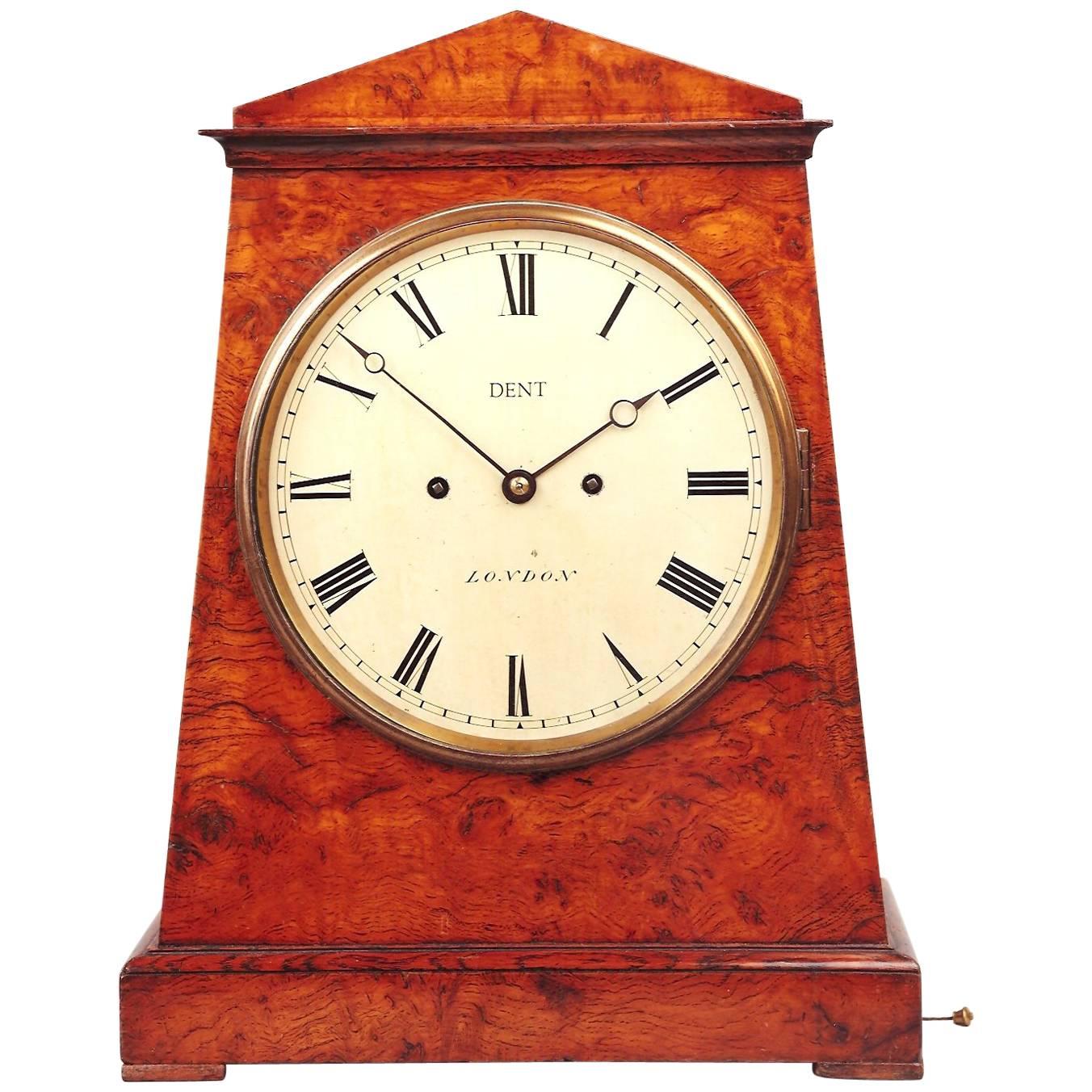 19th Century Burr Oak Bracket Clock Edward John Dent, London For Sale