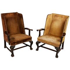 18th Century Pair of Georgian Mahogany Wing Chairs 11