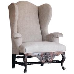 18th Century Baroque Wingback Armchair