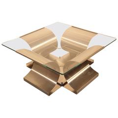 Table Coffe Curved Steel Francois Monnet , 1970s 1