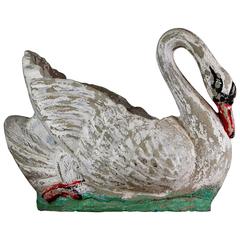 Vintage 20th Century Swan Planter in Distressed Paint