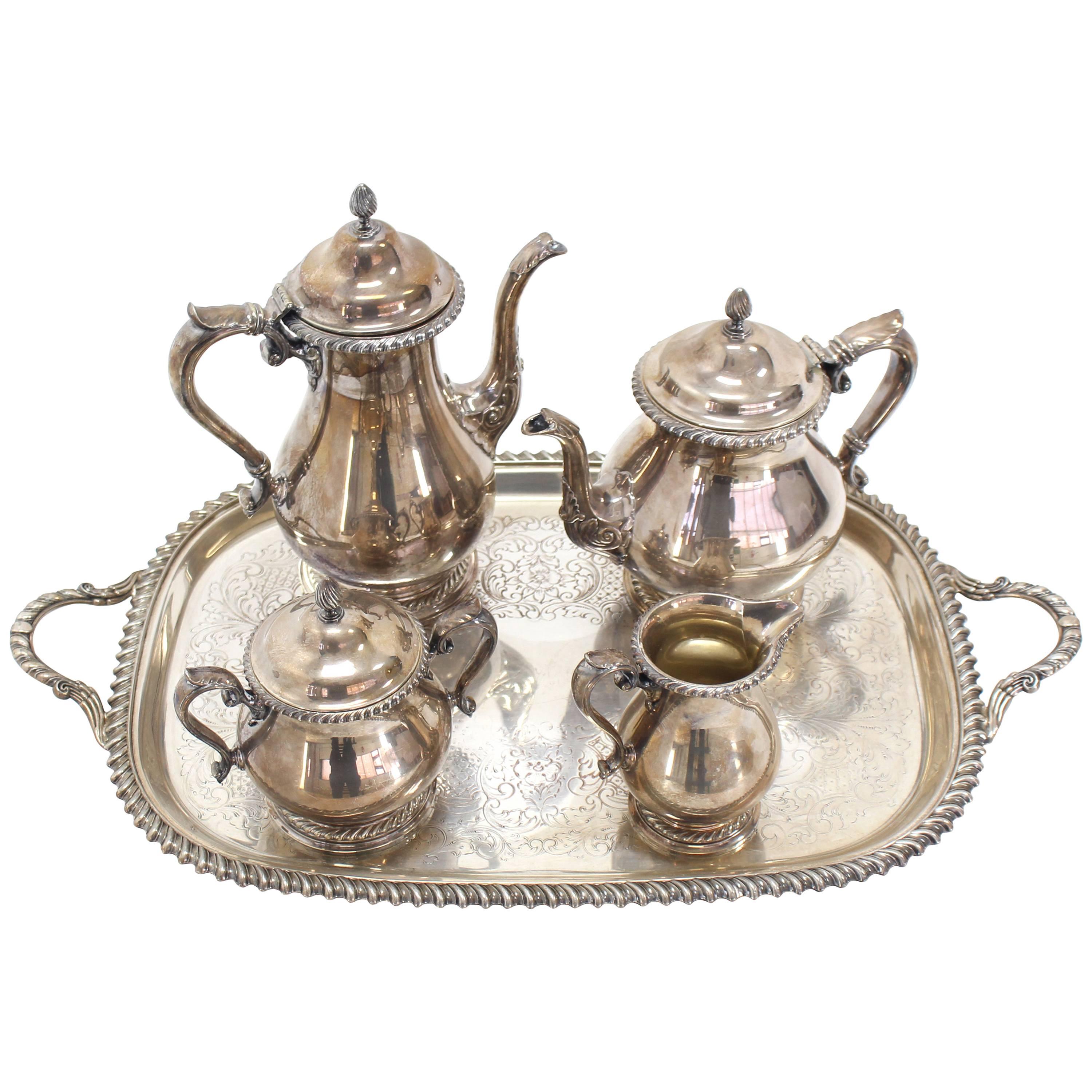 Five Pieces Gorham Silver Plated Coffee and Tea Set 