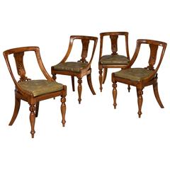Set George IV Late Regency Burr Elm Inlaid 'Curricle' Bergère Tub-Shaped Chairs 8
