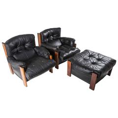 Rare Pair of "Bergere" Lounge Chairs with Ottoman by Scarpa for Maxalto 7