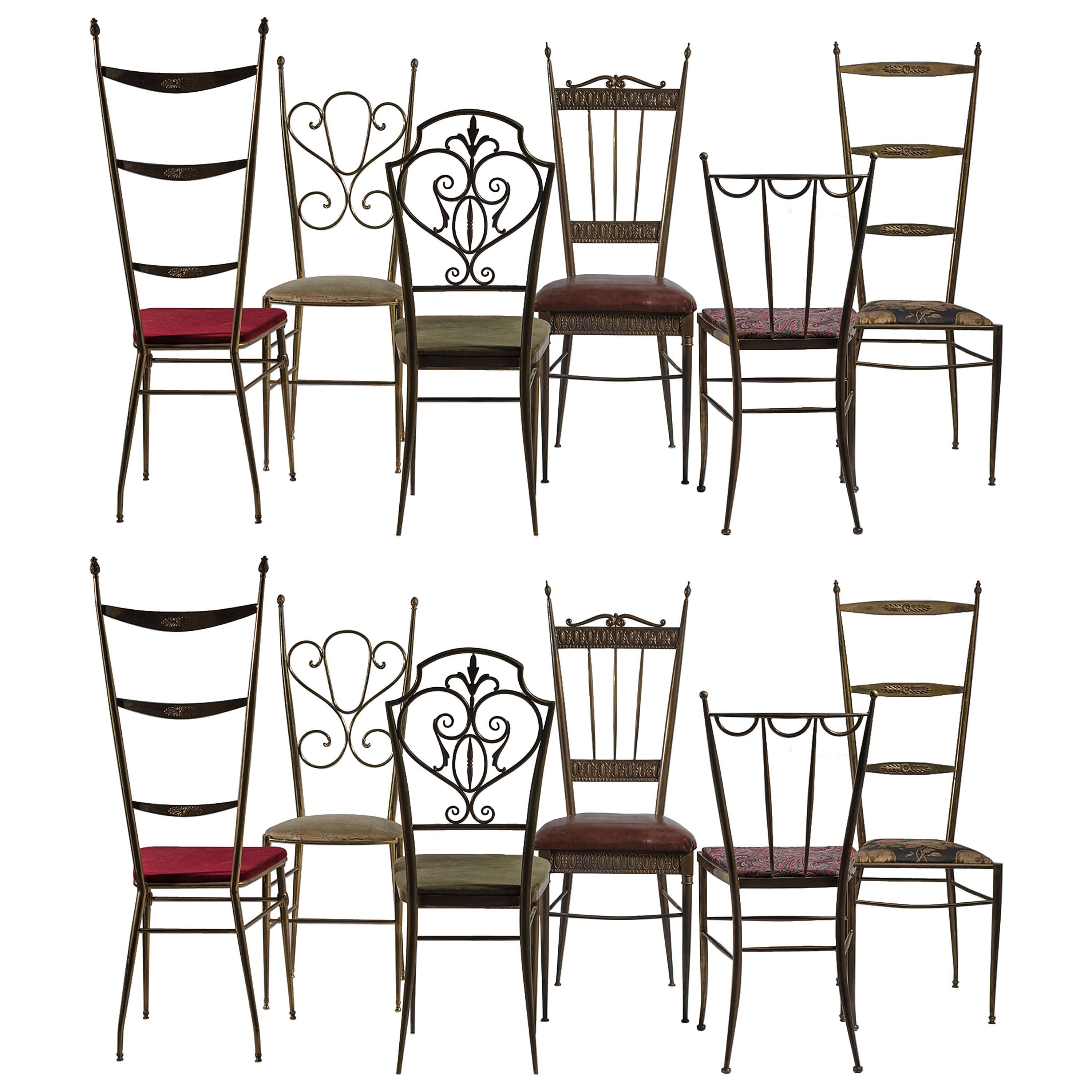 Outstanding Set of 12 Chiavari Brass Chairs