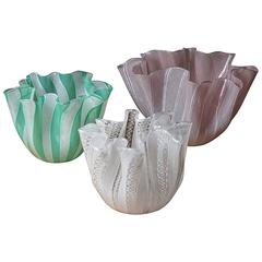 Set of Three "Fazzoletto" Vases by Venini 7