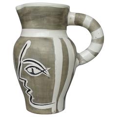 Pablo Picasso Madoura Ceramic Grey Engraved Pitcher, 1954