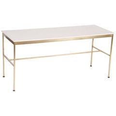 Paul McCobbs Brass and Virtolite ‘Milk Glass’ Top Console Table